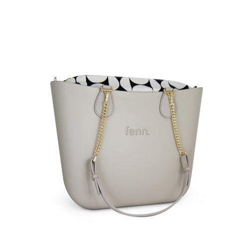 Original MUSHROOM with patterned print inner and silver chain handles