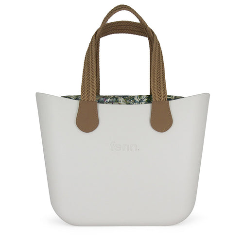Original WHITE with tropical print inner and woven handles