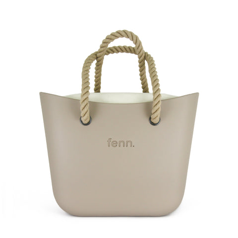 Original OLIVE with beige patterned canvas inner and woven handles
