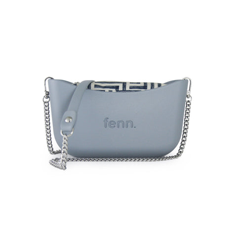 Classic LIGHT BLUE with patterned inner and silver chain strap