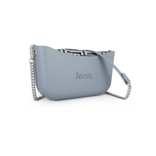 Classic LIGHT BLUE with patterned inner and silver chain strap