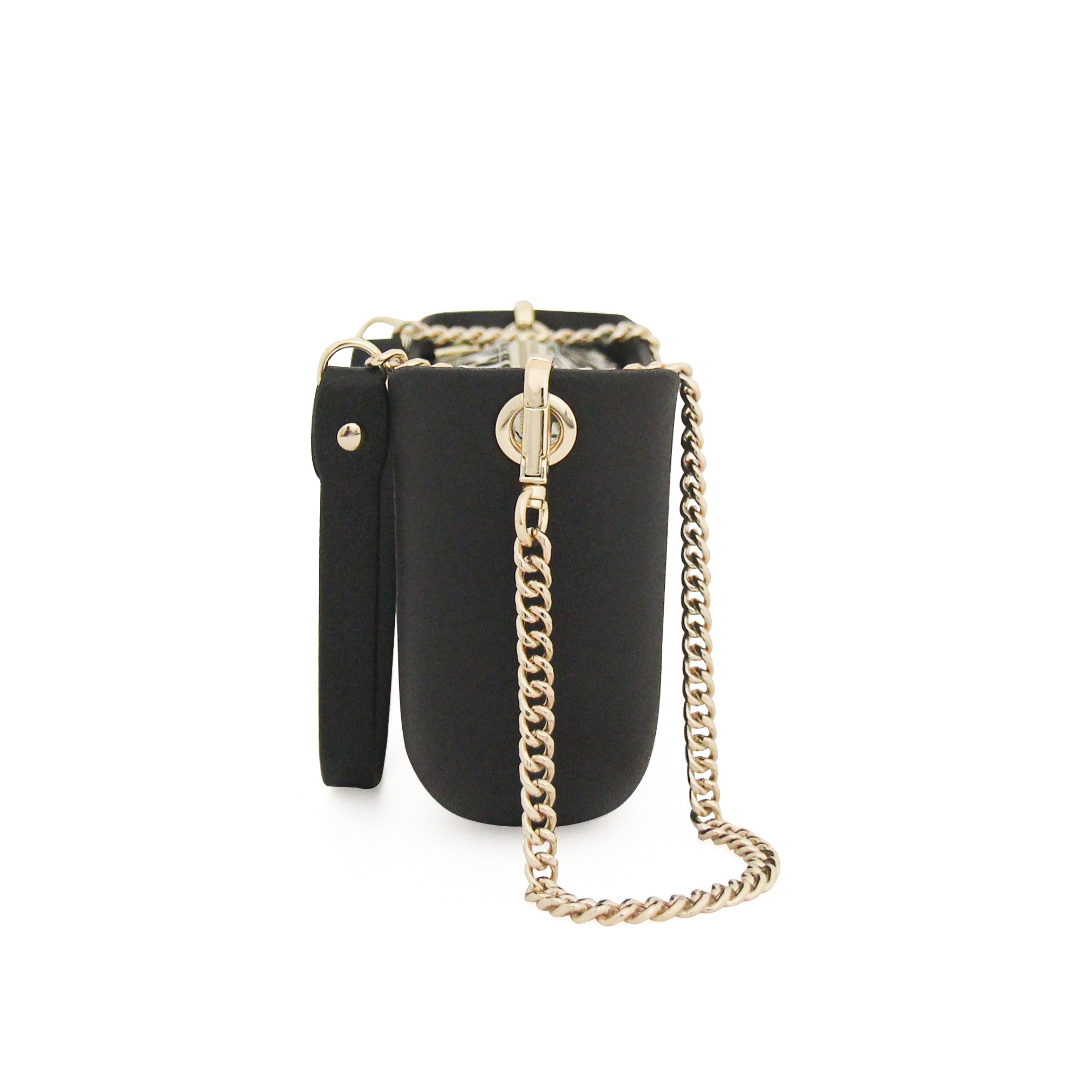 Classic BLACK with leopard print canvas inner and black & gold chain strap