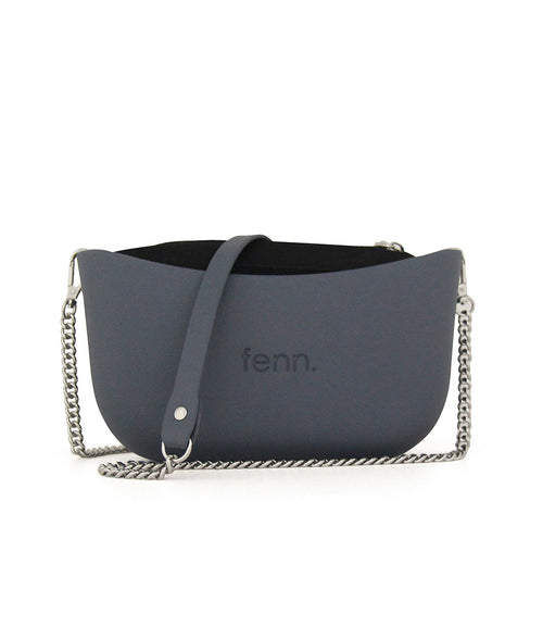 Classic DENIM BLUE with black canvas inner and denim blue & silver chain strap