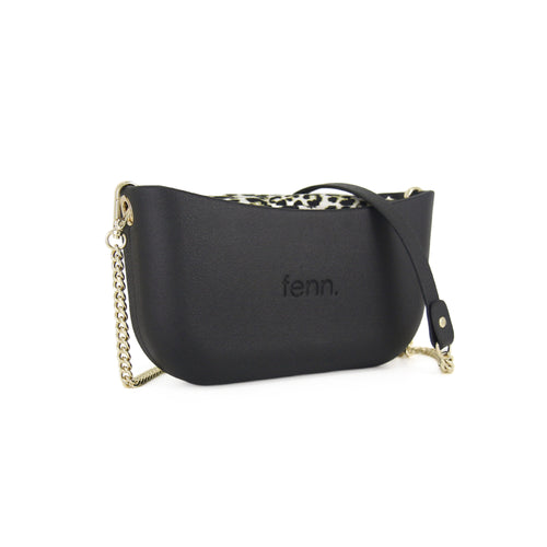 Classic BLACK with leopard print inner and gold chain strap