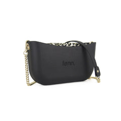 Classic BLACK with leopard print inner and gold chain strap