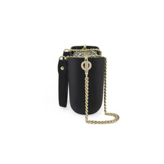 Classic BLACK with leopard print inner and gold chain strap