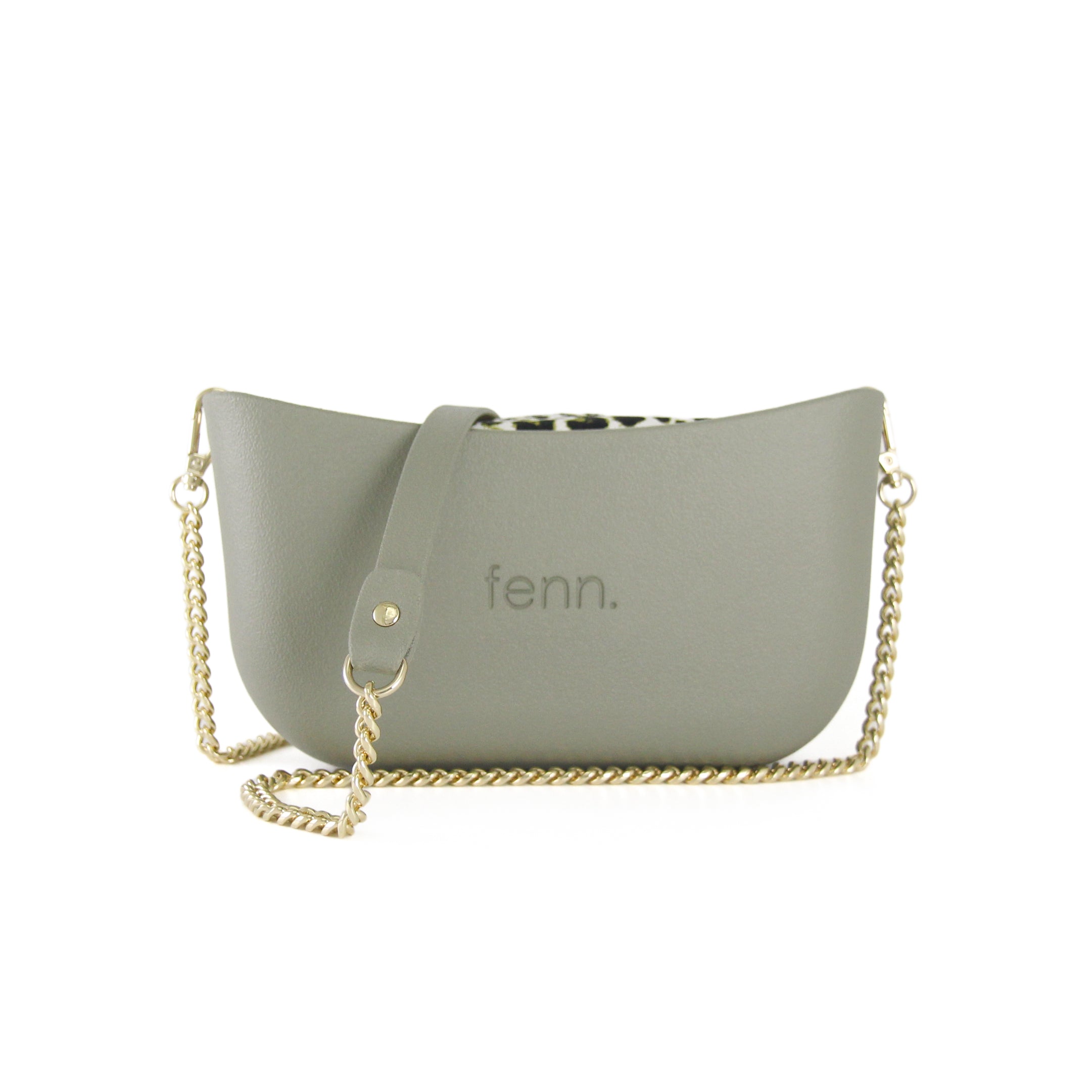 Classic LIGHT KHAKI with leopard canvas inner and gold chain strap