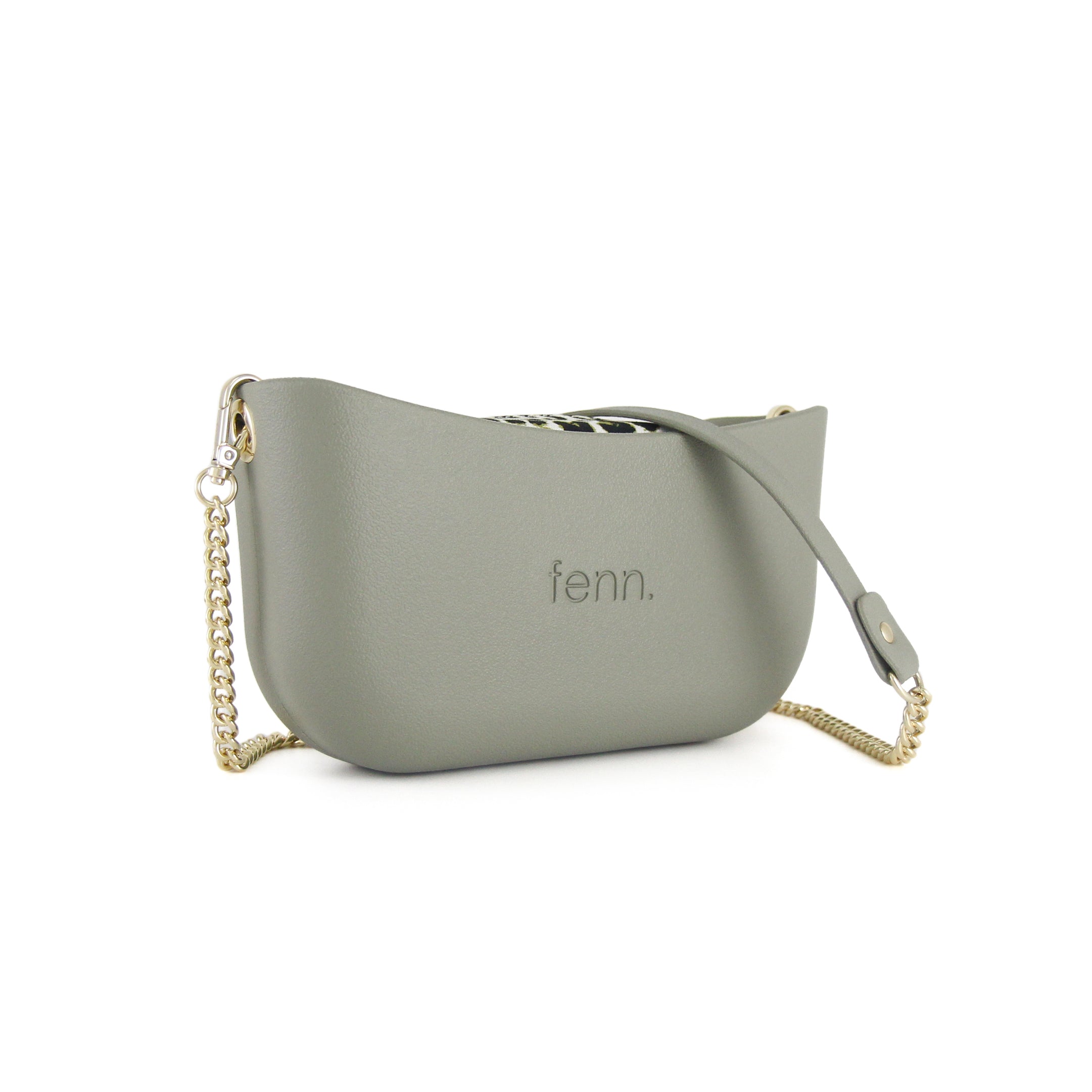 Classic LIGHT KHAKI with leopard canvas inner and gold chain strap