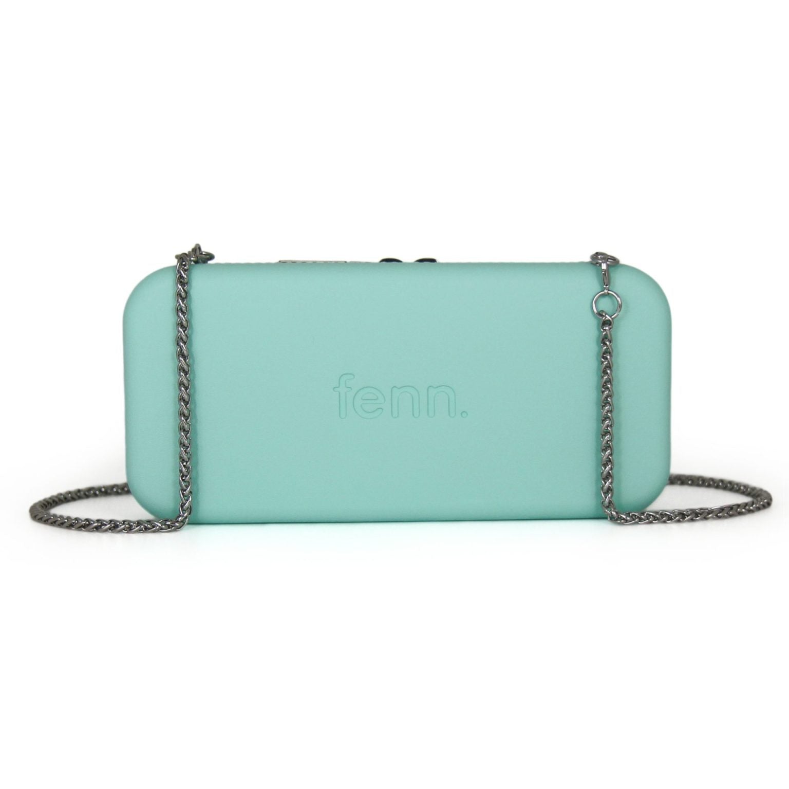 TURQUOISE purse with silver chain strap