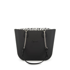 Original BLACK with patterned canvas inner and black and silver chain handles