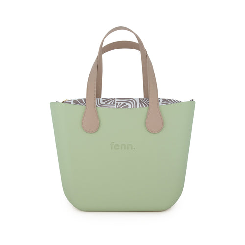Original PASTEL GREEN with patterned inner and tan handles