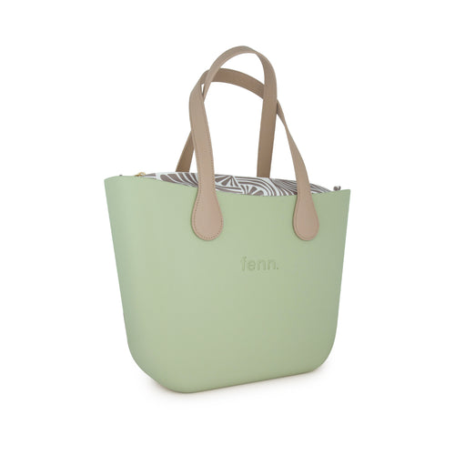 Original PASTEL GREEN with patterned inner and tan handles