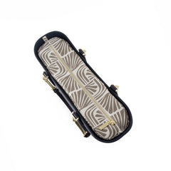 Original NAVY with patterned print inner and silver chain handles