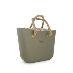 Original GREEN with patterned print inner and rope handles