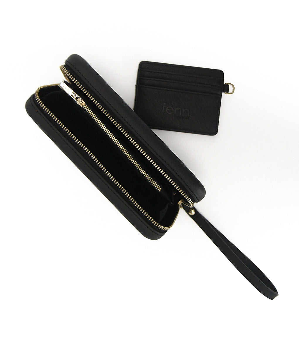 BLACK purse with wrist strap