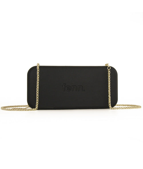 BLACK purse with gold chain strap