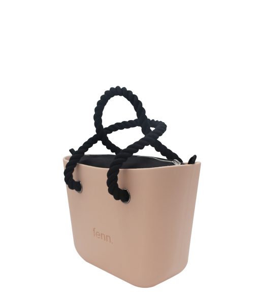 Petite PEACH with black canvas inner and black rope handles