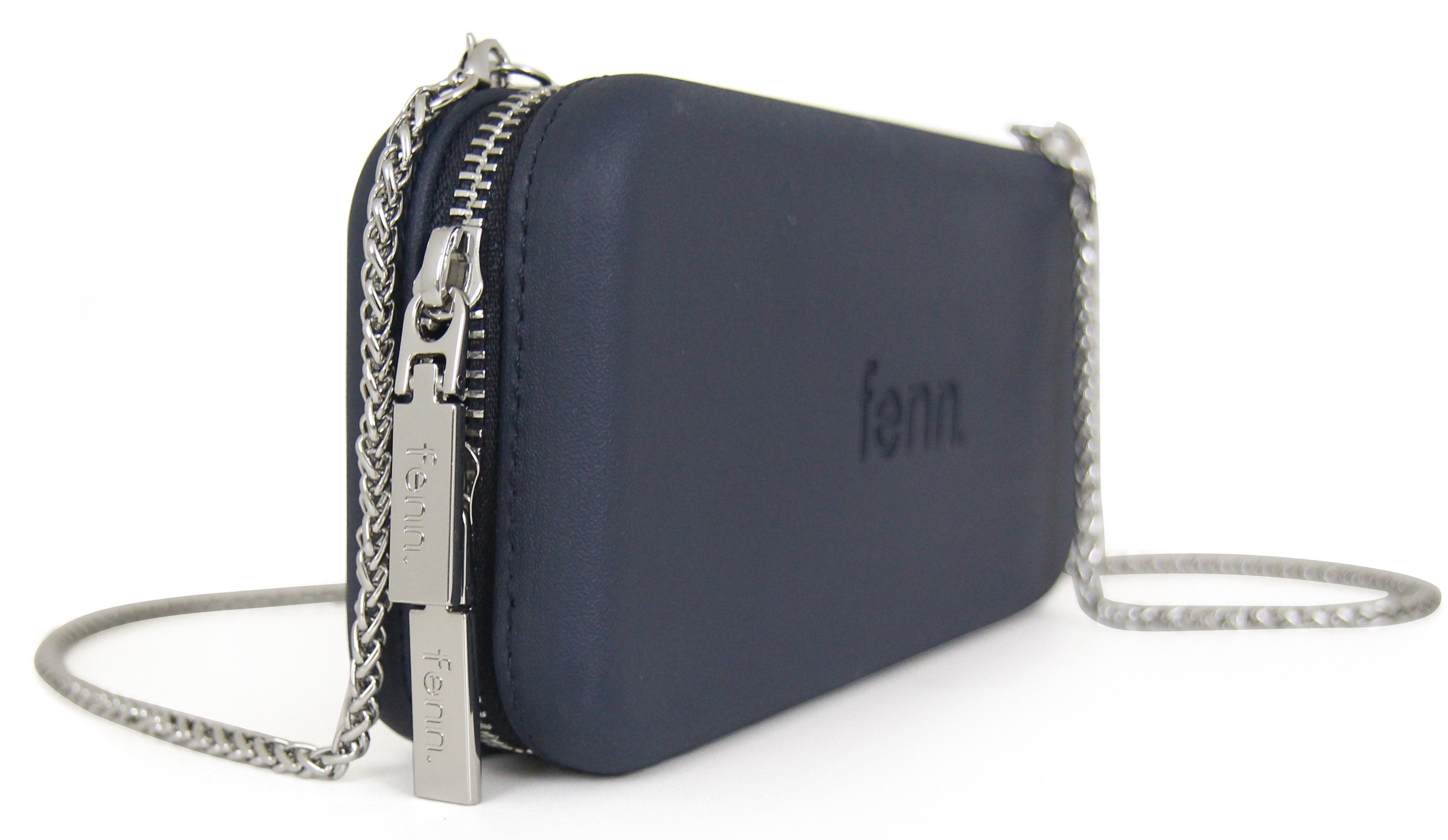 NAVY purse with silver chain strap