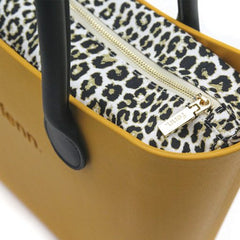 Original MUSTARD YELLOW with leopard print canvas inner and black handles