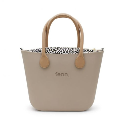 Original STONE with leopard print inner and tan handles
