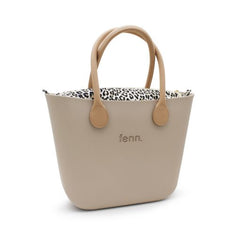 Original STONE with leopard print inner and tan handles