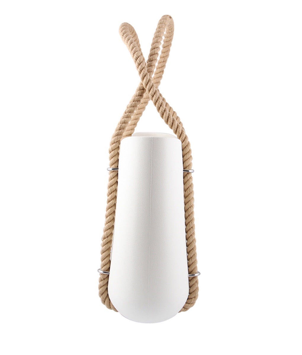 Maxi WHITE with beige canvas inner and rope handles