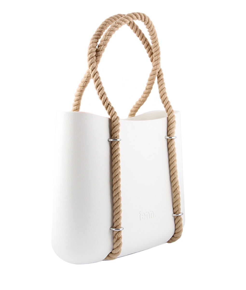 Maxi WHITE with beige canvas inner and rope handles